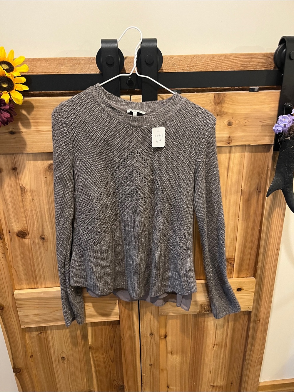 Lucky Brand Gray Knit Crew Neck Sweater